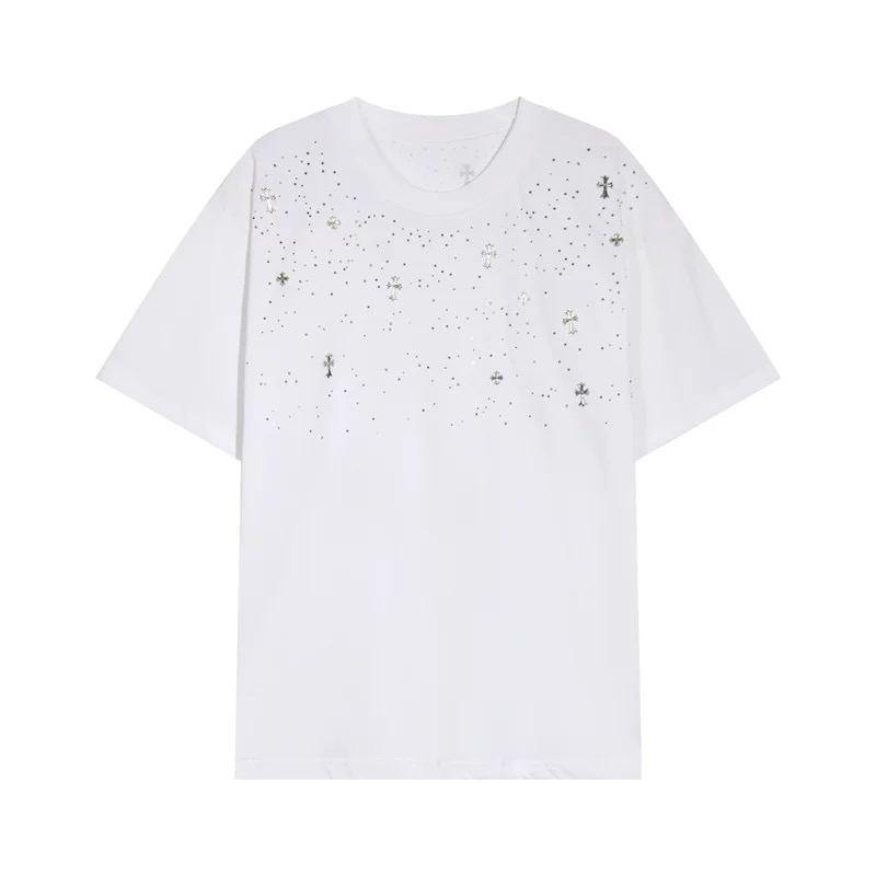 【Chrome Heart】満天星 Tシャツ ユニセックス 馬蹄 梵字 ラインストーン付き 半袖x