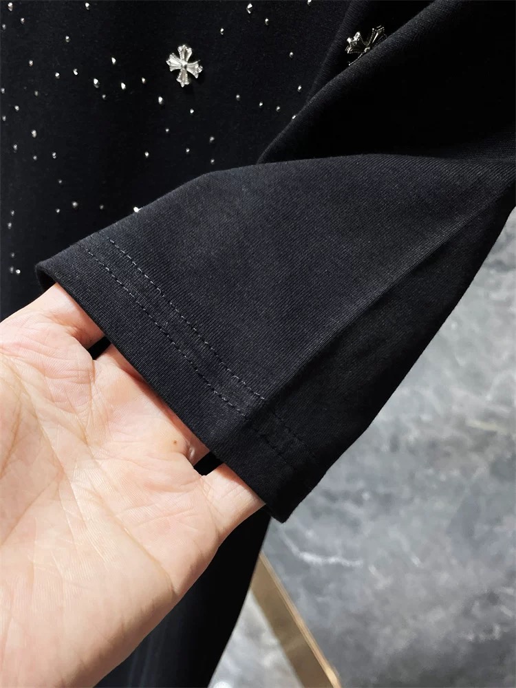 【Chrome Heart】満天星 Tシャツ ユニセックス 馬蹄 梵字 ラインストーン付き 半袖x