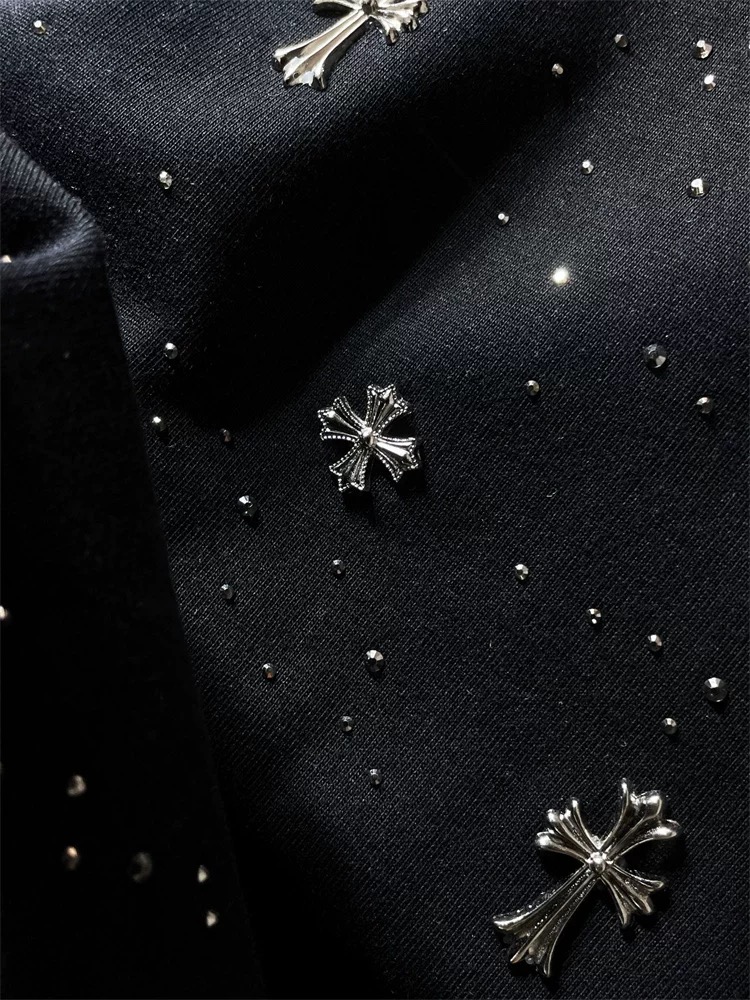 【Chrome Heart】満天星 Tシャツ ユニセックス 馬蹄 梵字 ラインストーン付き 半袖x