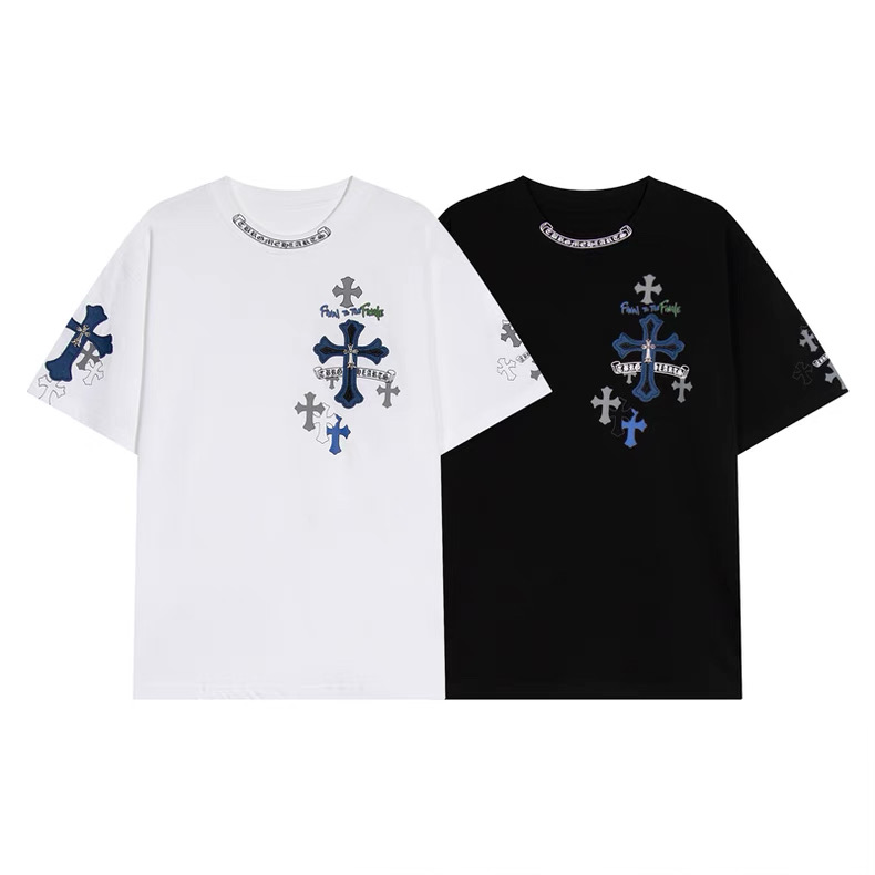 【Chrome Hearts】十字架 Tシャツ 2025年モデル 綿100％ ユニセックス 梵字刺繍入り 半袖