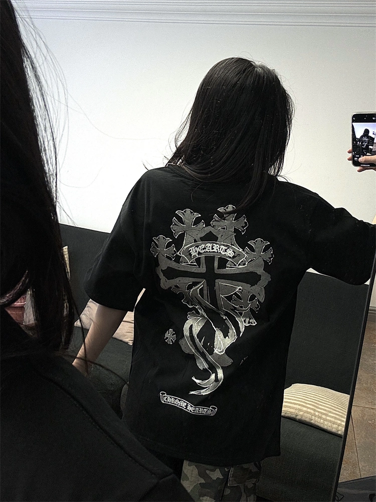 2025新作【Chrome Hearts】 梵字×クロスプリントTシャツ ユニセックス 半袖