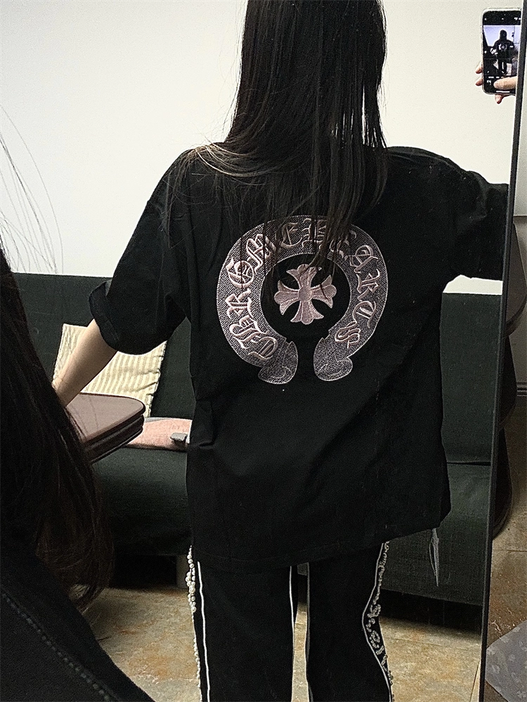 【Chrome Hearts】クロムハーツ Tシャツ 男女兼用 高品質 半袖 黑 CH025