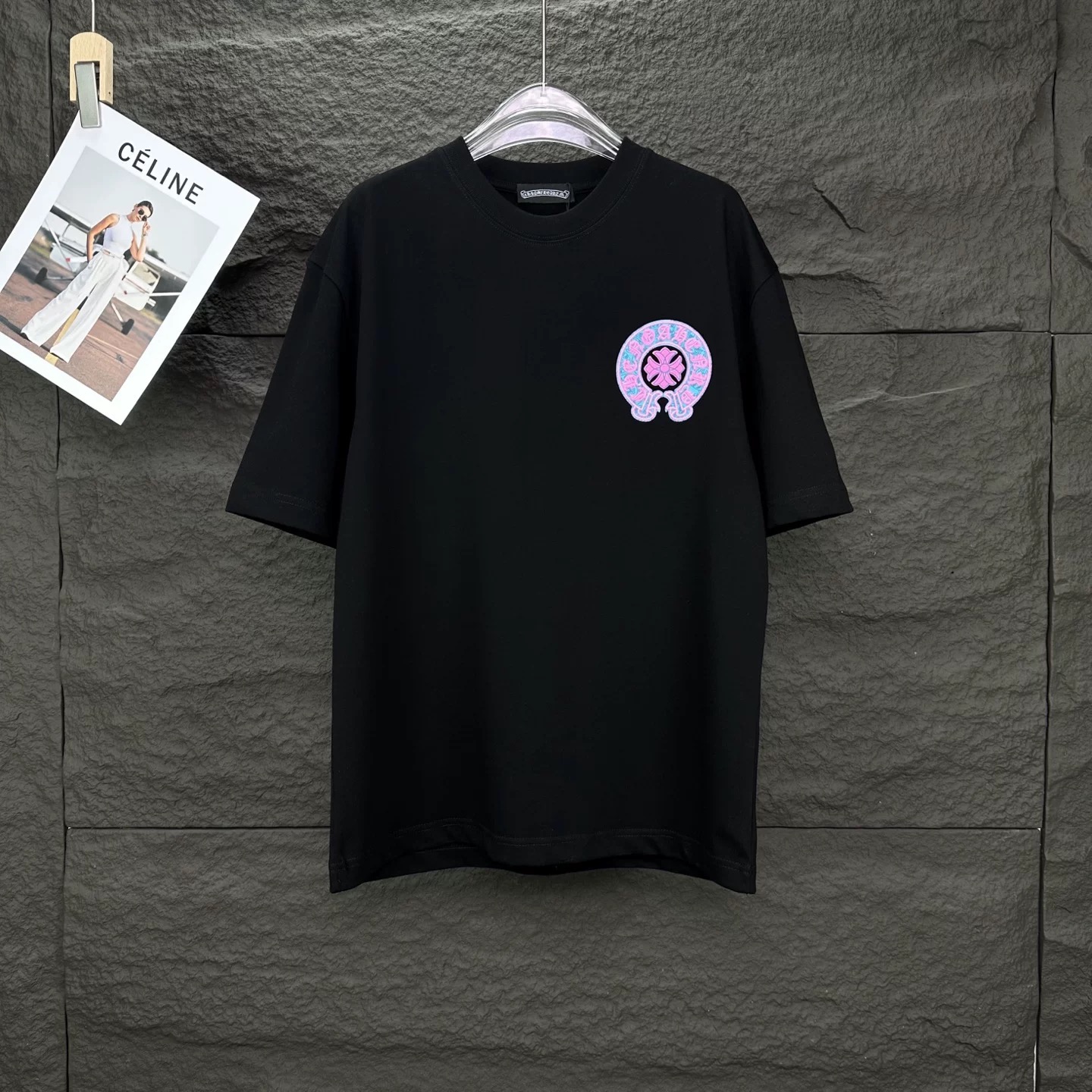 【男女兼用】2025新作 クロムハーツ サンスクリット ホースシュー カジュアル ルーズフィット Tシャツ