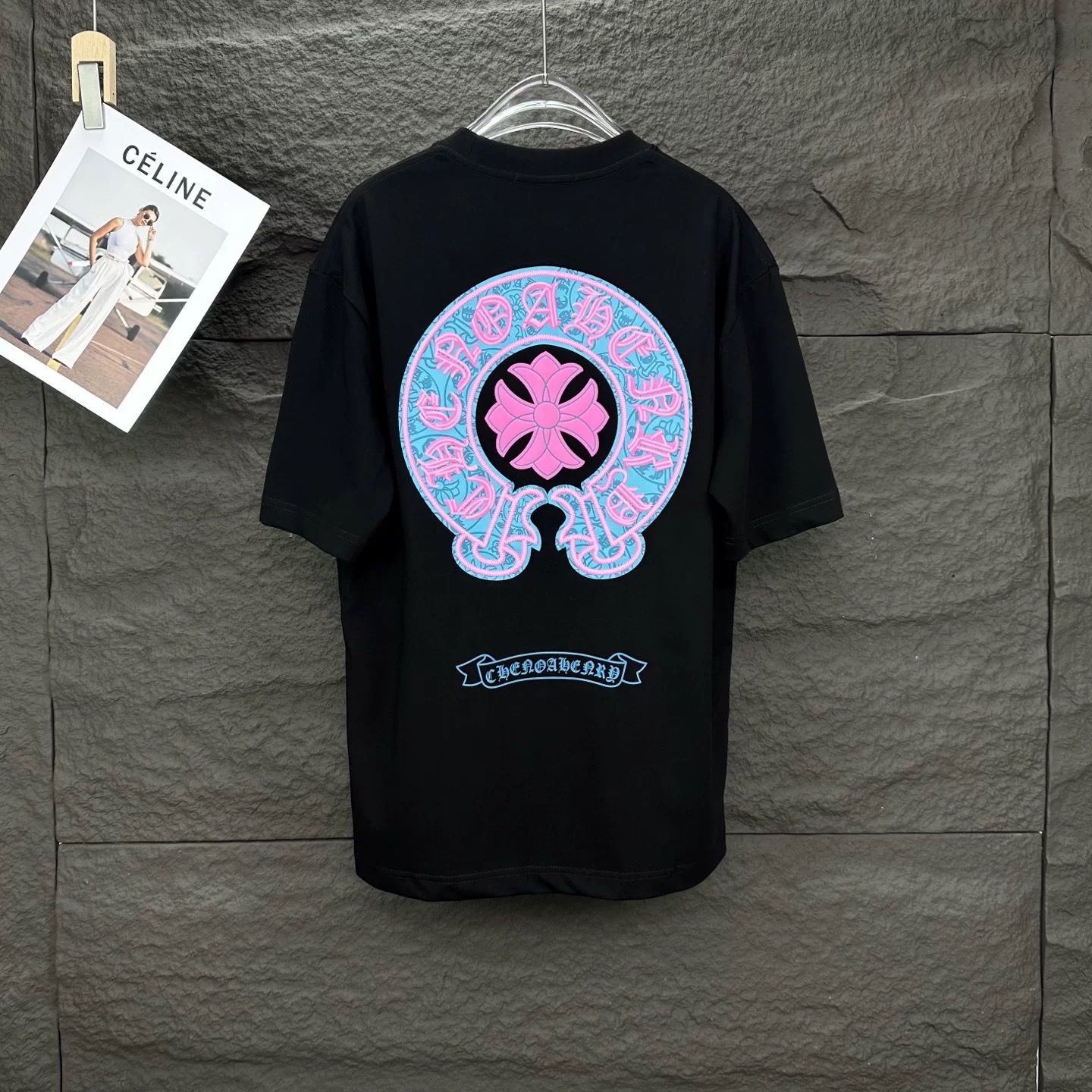 【男女兼用】2025新作 クロムハーツ サンスクリット ホースシュー カジュアル ルーズフィット Tシャツ