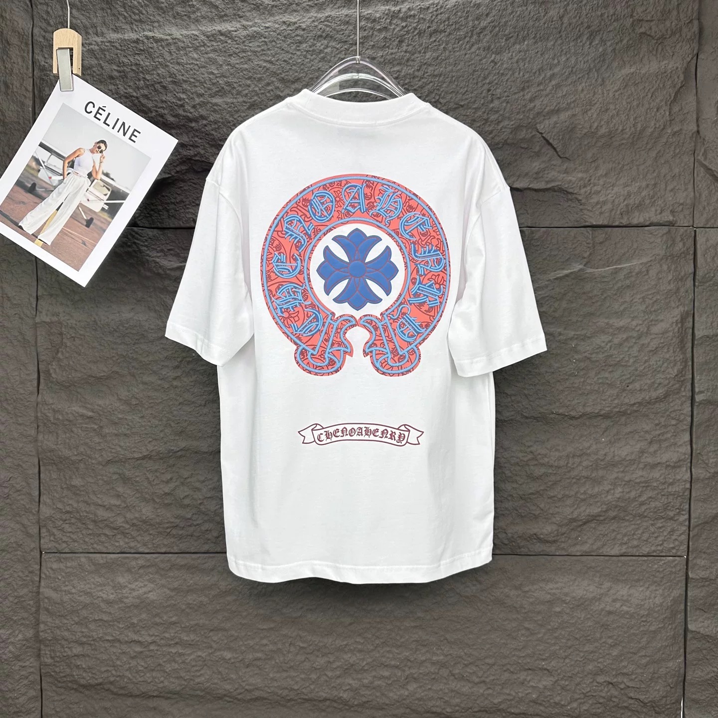 【男女兼用】2025新作 クロムハーツ サンスクリット ホースシュー カジュアル ルーズフィット Tシャツ