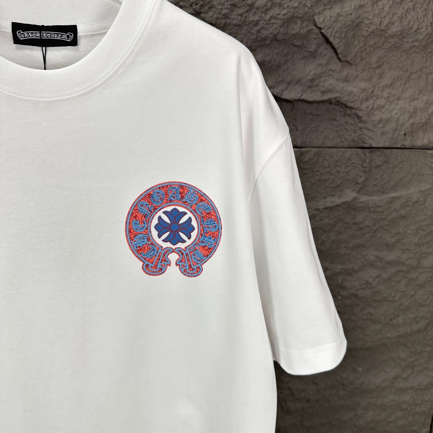 【男女兼用】2025新作 クロムハーツ サンスクリット ホースシュー カジュアル ルーズフィット Tシャツ