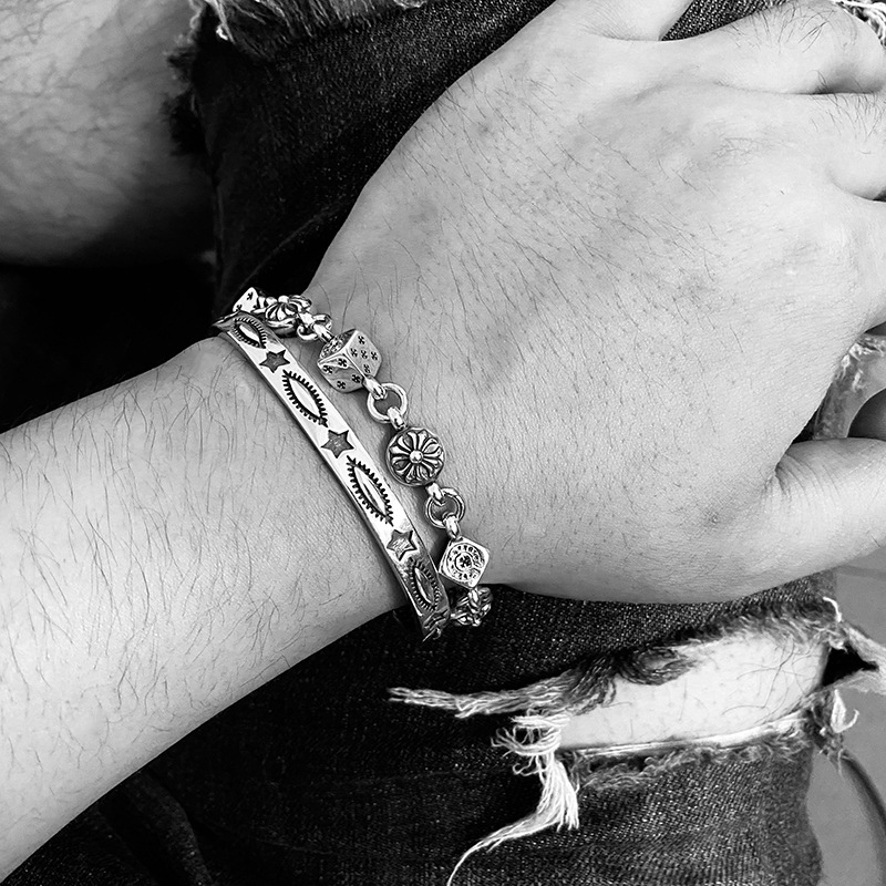 ファッションクロムハーツ新作925シルバーパーソナライズダイスレトロカップルブレスレット