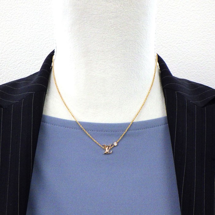 【国内発送/直営店】ルイ・ヴィトン ネックレス パンダンティフ イディール ブロッサム LV モノグラム ロゴ 1ポイント ダイヤモンド 0.03ct K18PG