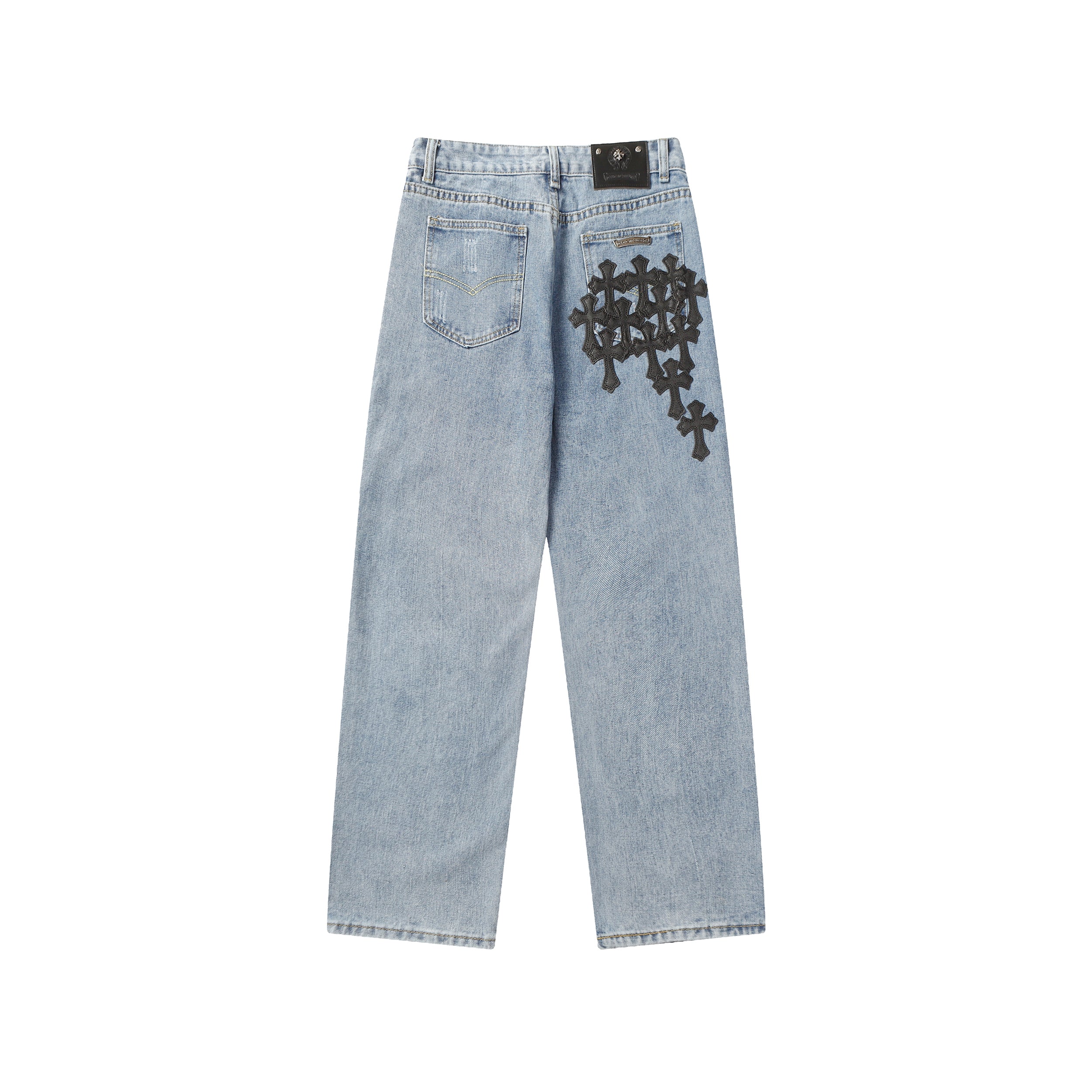 【Chrome Hearts】クロムハーツ クロス レザーパッチ ジーンズ 9961