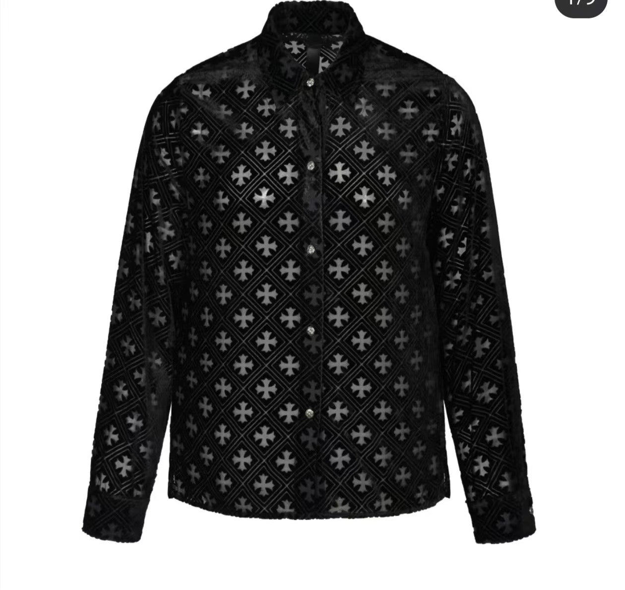 【Chrome Hearts】クロムハーツ クロス ブラックベルベット Tシャツ