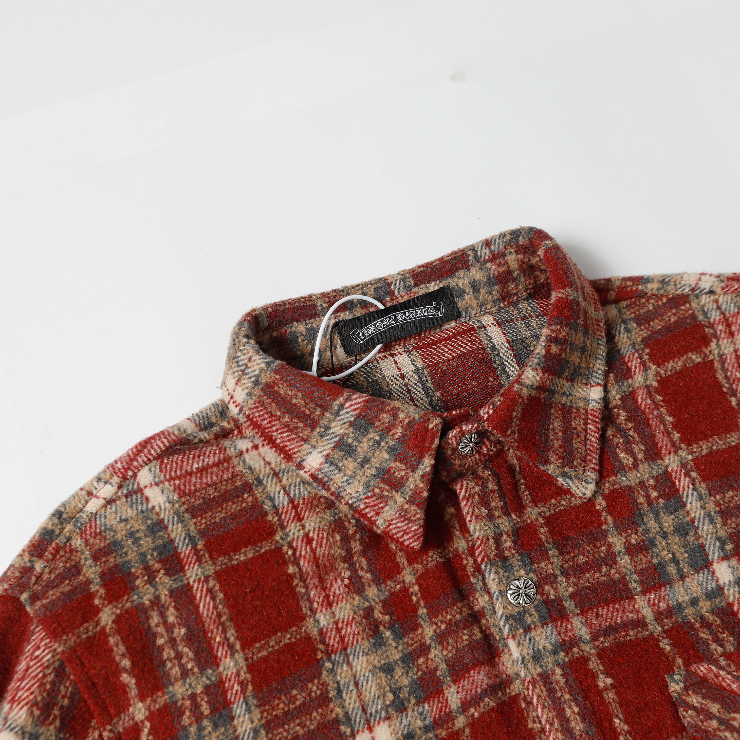 【Chrome Hearts】クロムハーツ 刺繍レザークロスディテール フランネルシャツ Tシャツ