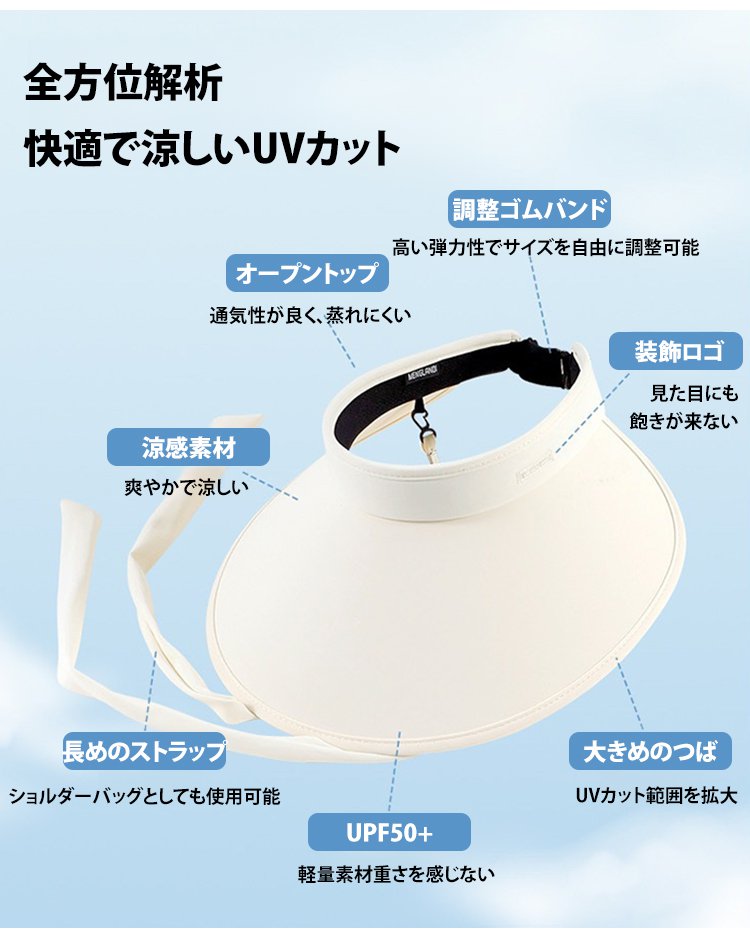 【ランニング キャップ】巻き収納可能の冷感UV対策つば広サンバイザー