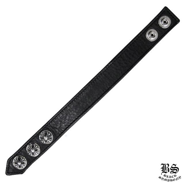 クロムハーツ 3ボタン 2スナップ ブレスレット クロスボタン ブラック