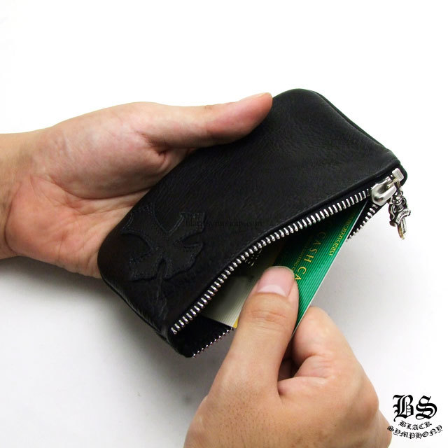 クロムハーツ コインパース 1クロスパッチ ブラック ヘビーレザー(小銭入れ/財布)