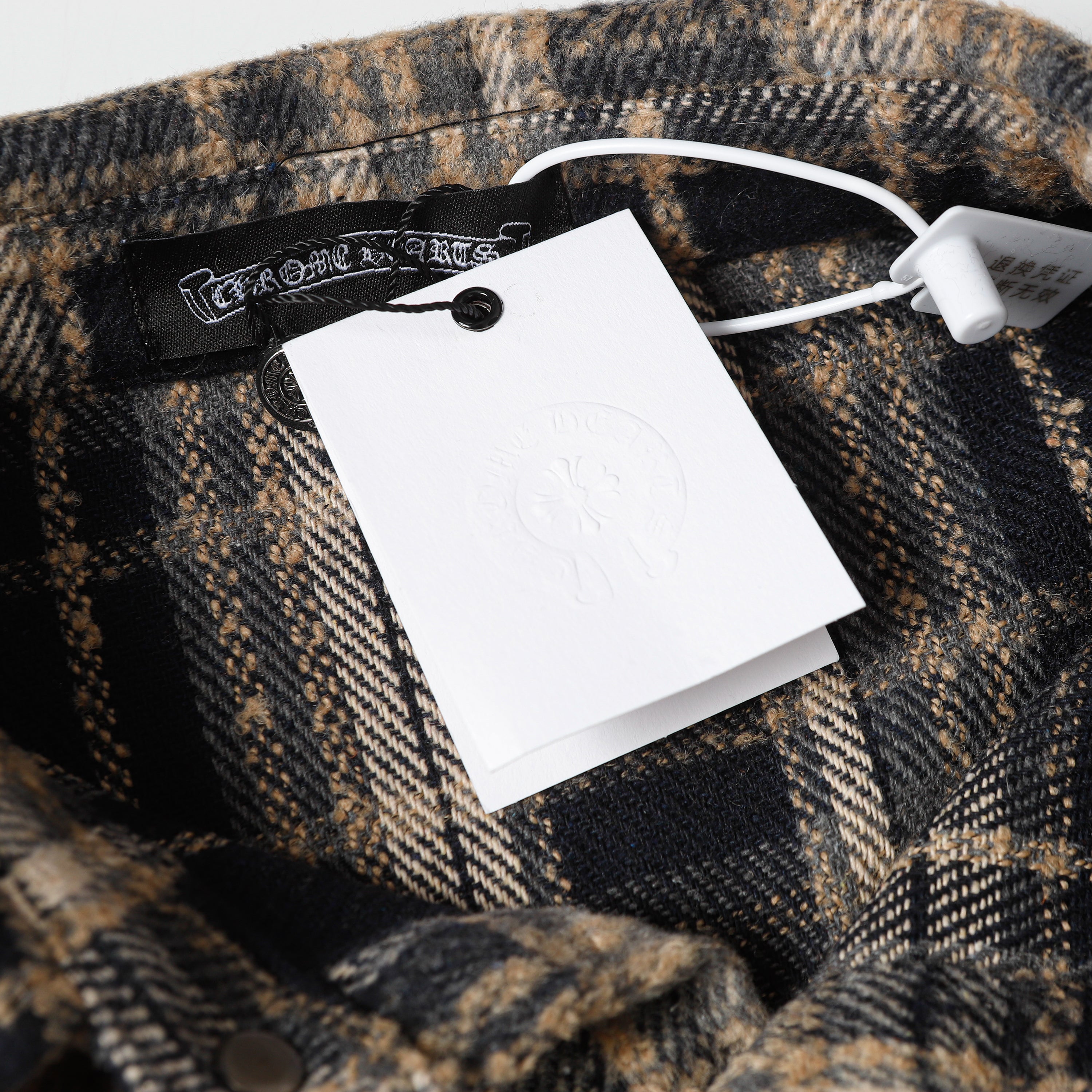 【Chrome Hearts】クロムハーツ 刺繍レザークロスディテール フランネルシャツ Tシャツ