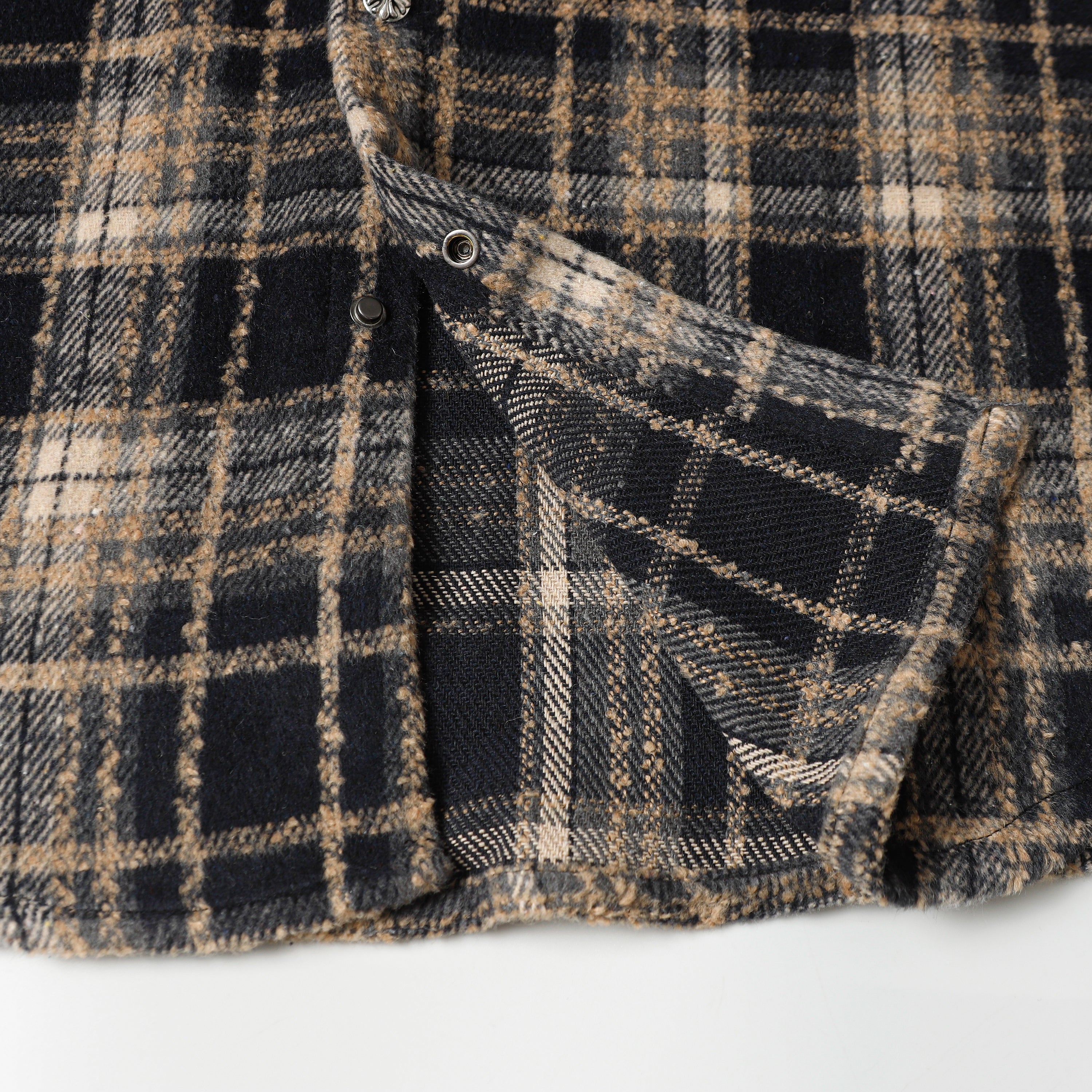 【Chrome Hearts】クロムハーツ 刺繍レザークロスディテール フランネルシャツ Tシャツ