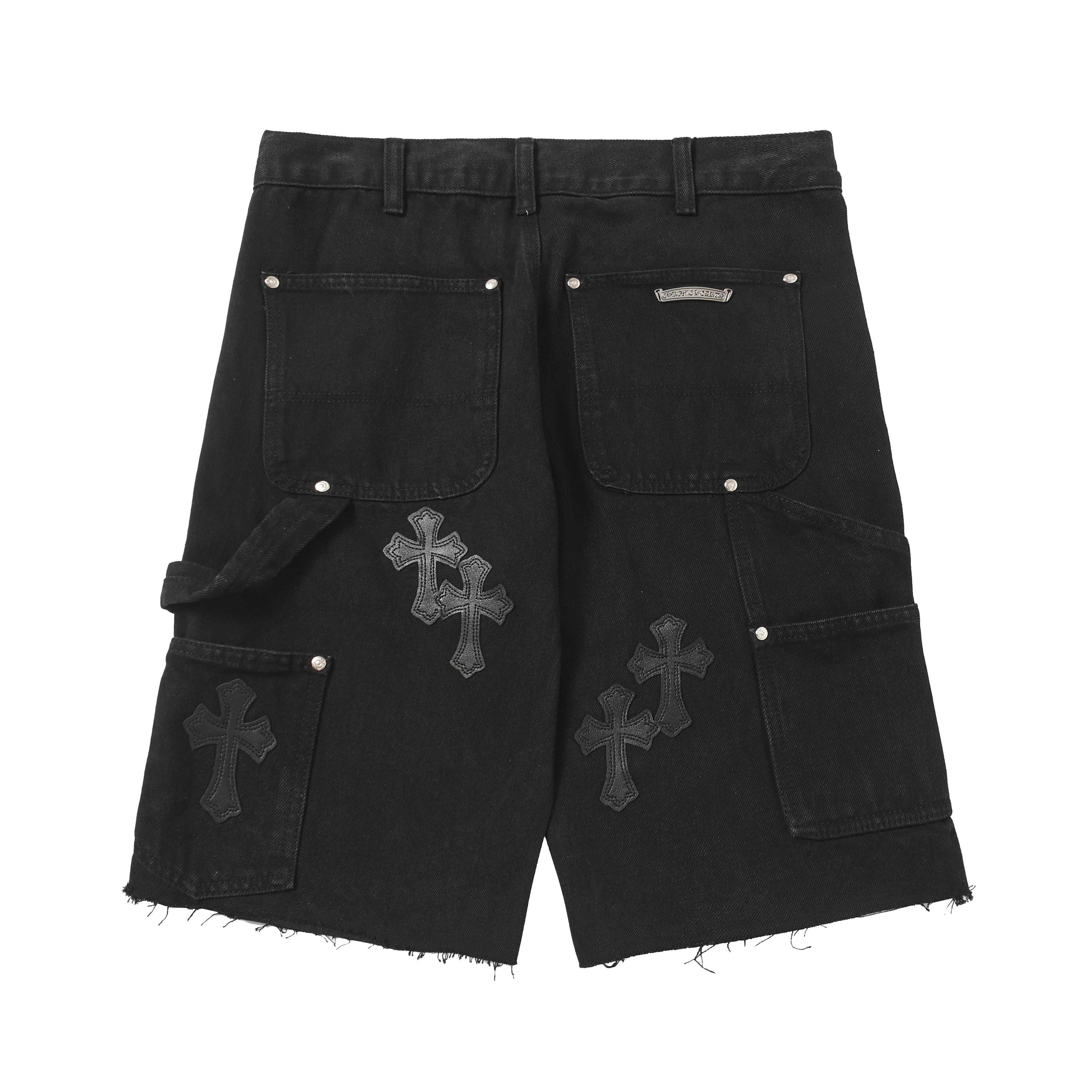 【Chrome Hearts】クロムハーツ ヴィンテージクロスパッチワーク ウォッシュドカーペンターデニムショートパンツ 9902
