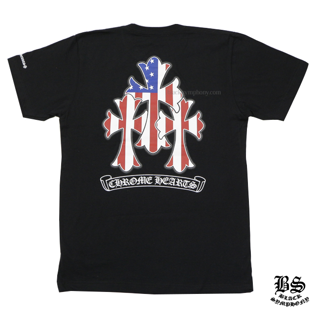 【Chrome Hearts】クロムハーツ Tシャツ 3セメタリークロス スター＆ストライプ ブラック