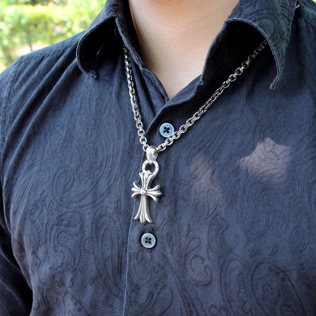 クロムハーツ CHクロスペンダント スモール with ベイル＆ペーパーチェーンネックレス20インチセット