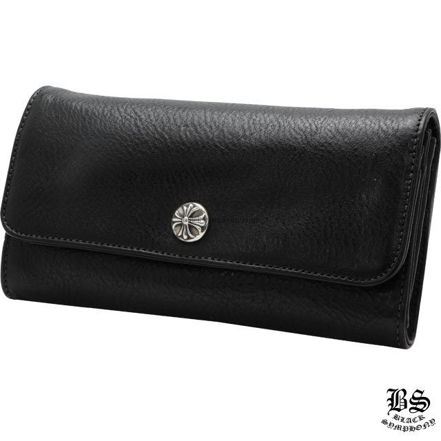 クロムハーツ ジュディウォレット クロスボタン ブラックヘビーレザー財布