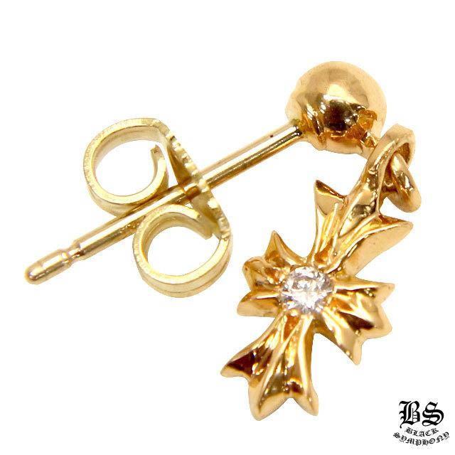 クロムハーツ タイニーE CHプラスドロップイヤリング 22Kゴールド withダイヤモンド(ピアス)