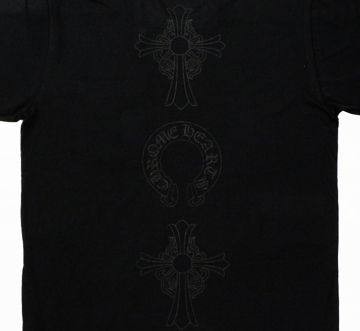 【Chrome Hearts】クロムハーツ Tシャツ ヘアリークロス＆ホースシュー ブラック