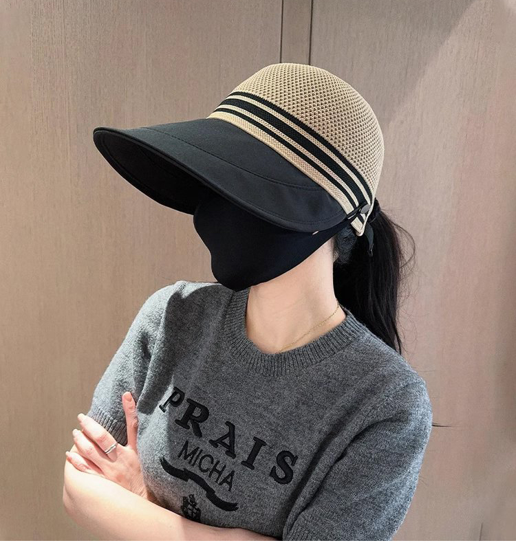 【マスクが掛けられる】おしゃれ速乾通気つば広日よけキャップレディース