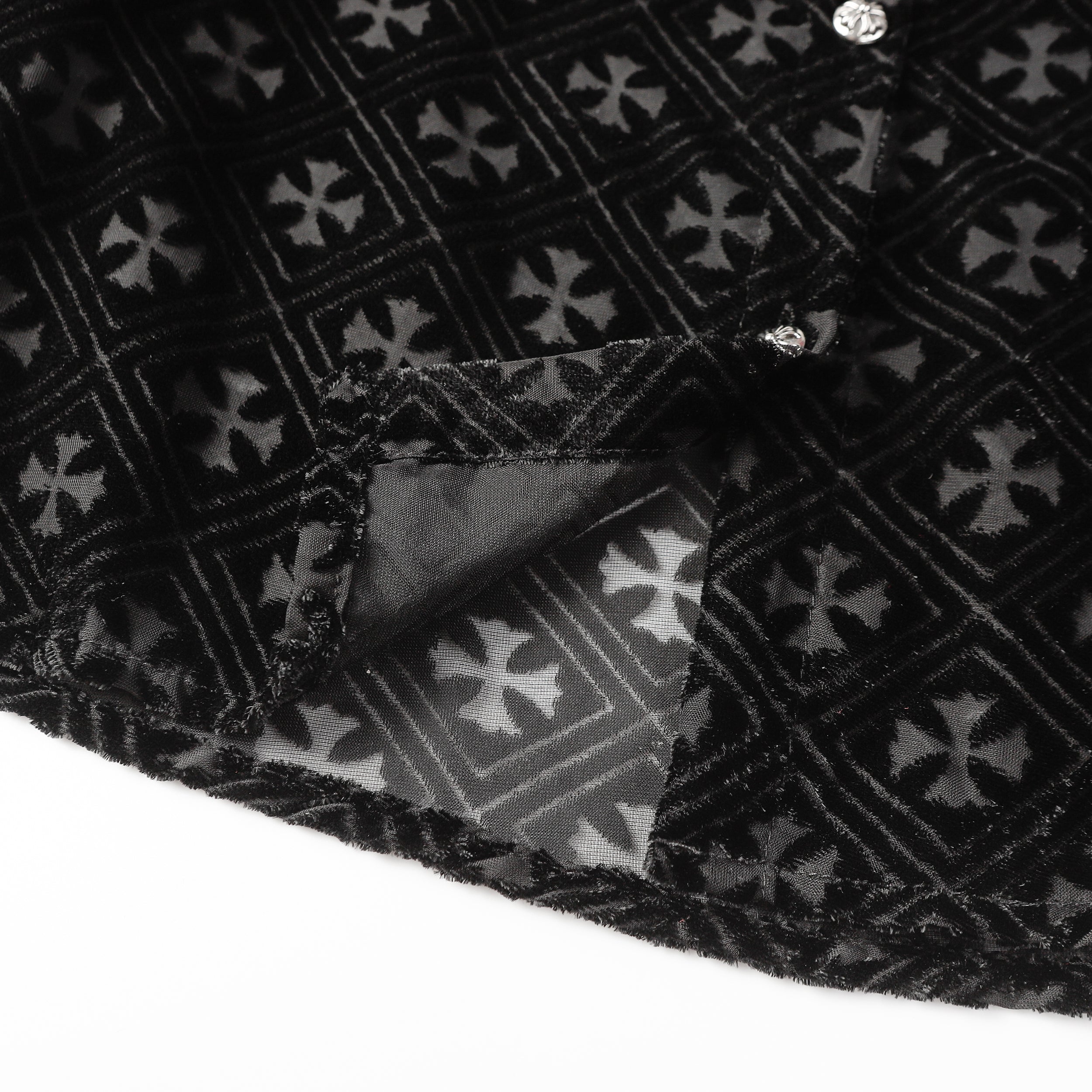 【Chrome Hearts】クロムハーツ クロス ブラックベルベット Tシャツ