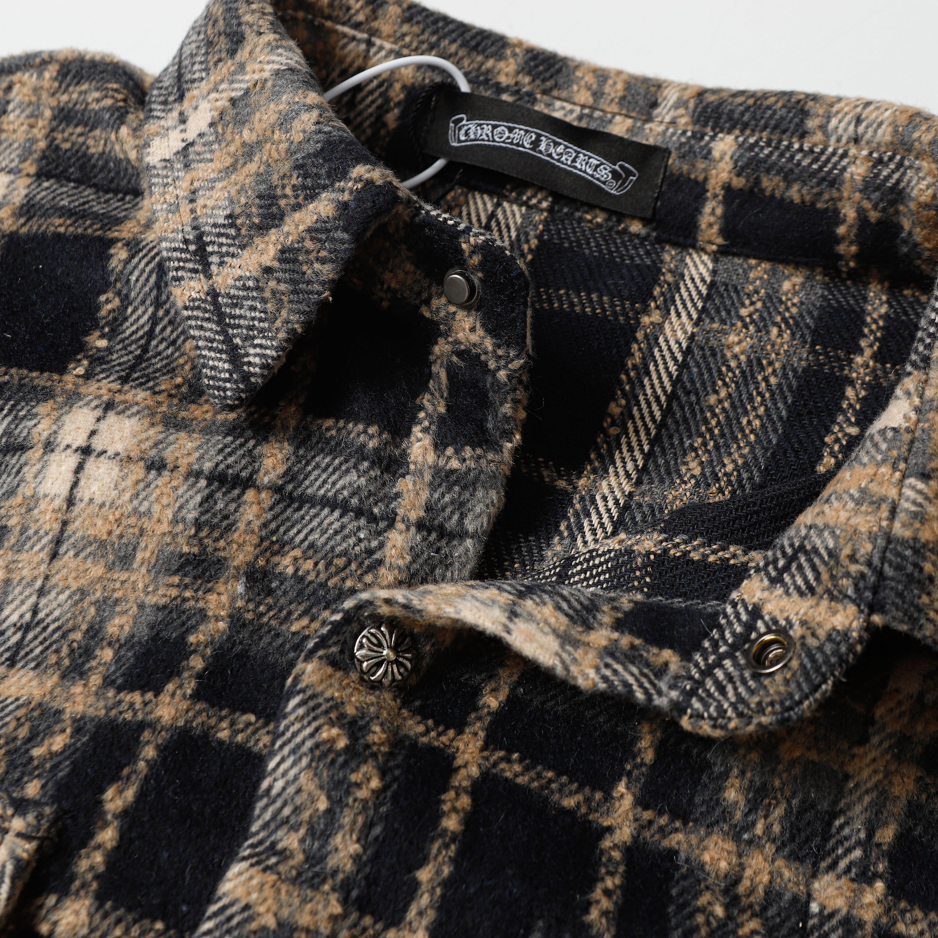 【Chrome Hearts】クロムハーツ 刺繍レザークロスディテール フランネルシャツ Tシャツ