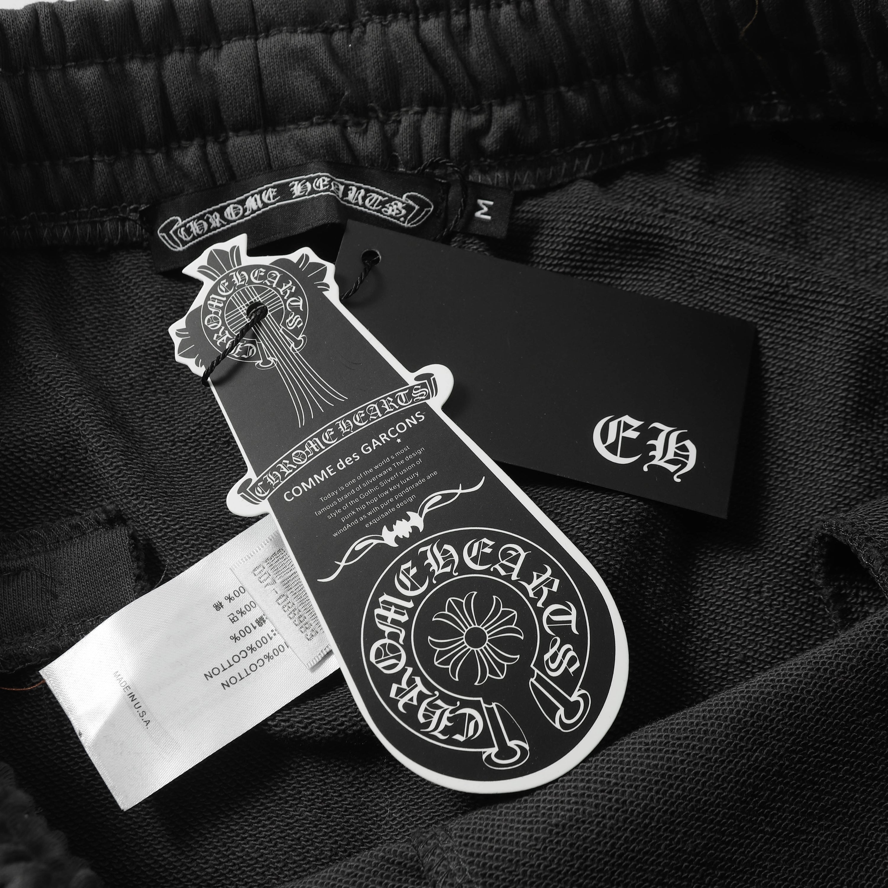【Chrome Hearts】クロムハーツ ブラック トーナルモノグラム ホースシューロゴ ショートパンツ