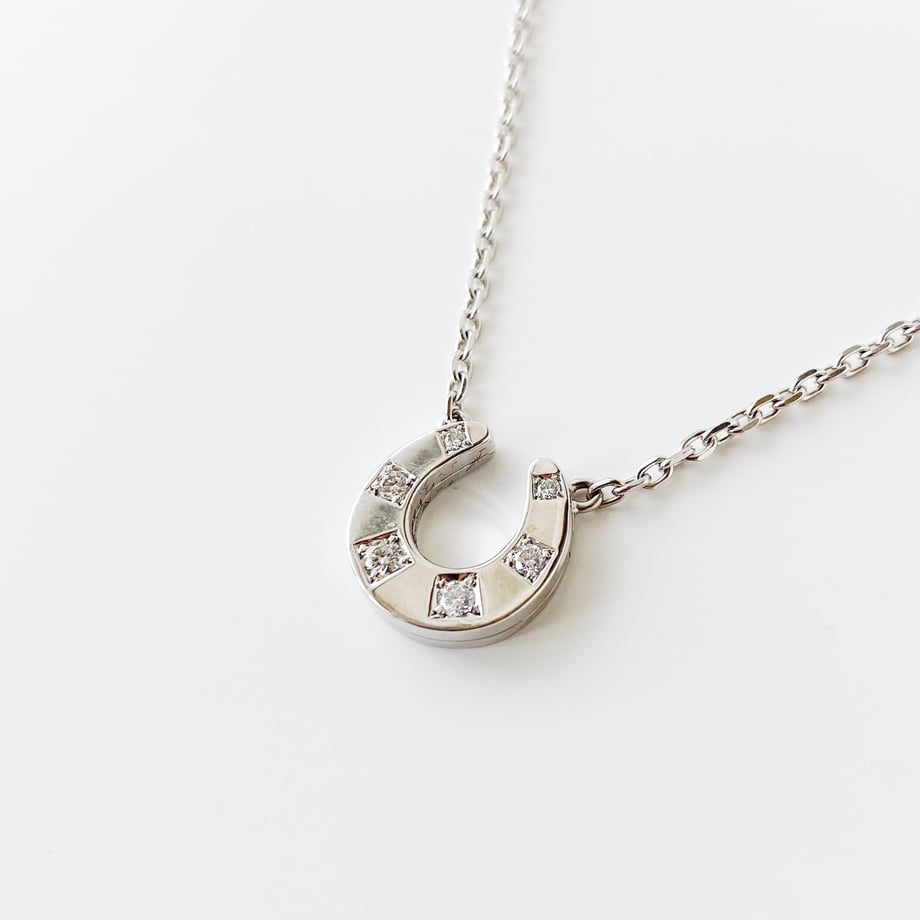 HERMES　エルメス ネックレス ダイヤ ポルトボヌール ホースシュー K18WG
