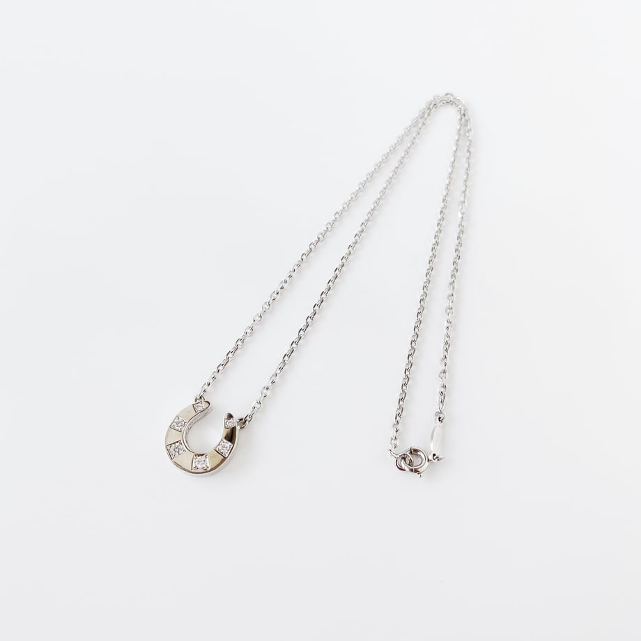 HERMES　エルメス ネックレス ダイヤ ポルトボヌール ホースシュー K18WG