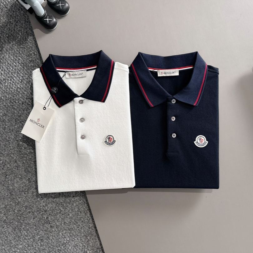 【Moncler】モンクレール 2025年春夏新作 ネイビー/ホワイト ポロシャツ 半袖 T138062