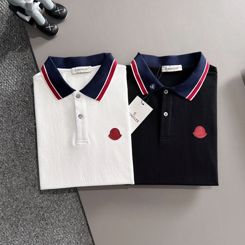 Moncler 2025年春夏コレクション ブラック/ホワイト ポロシャツ 半袖 T138056