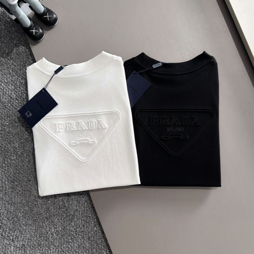 PRADA 半袖Tシャツ ホワイト/ブラック PRADA プラダ 22SS チュールレイヤード 半袖Tシャツ ブラック
