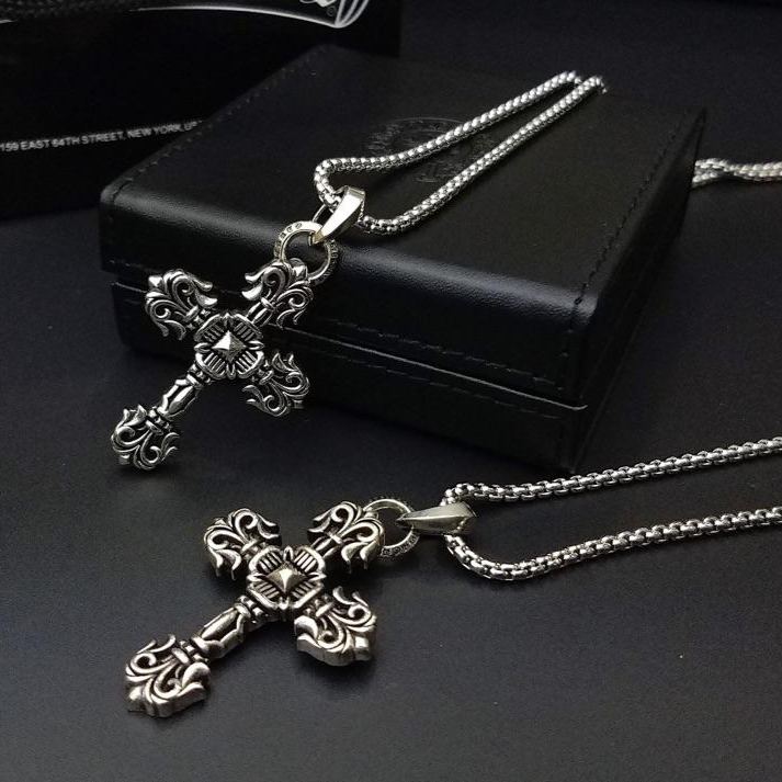 クロムハーツ フレームドCHプラス チャーム ネックレス 男女兼用 (60cm)