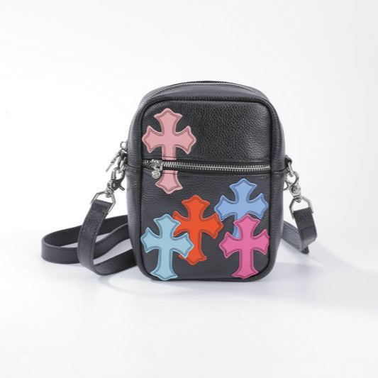 クロムハーツ（Chrome Hearts） マルチパッチレザーショルダーバッグ TAKA MINI LTHR｜ブラック × マルチ × 925シルバー