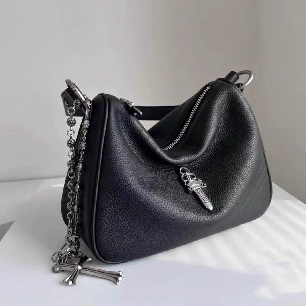  大人気 カーフレザー Chrome Hearts/クロムハーツ バッグ  レディース ホーボーバッグ ブラック