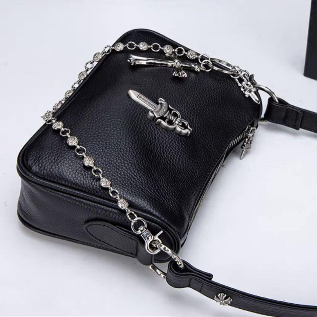  大人気 カーフレザー Chrome Hearts/クロムハーツ バッグ  レディース ホーボーバッグ ブラック