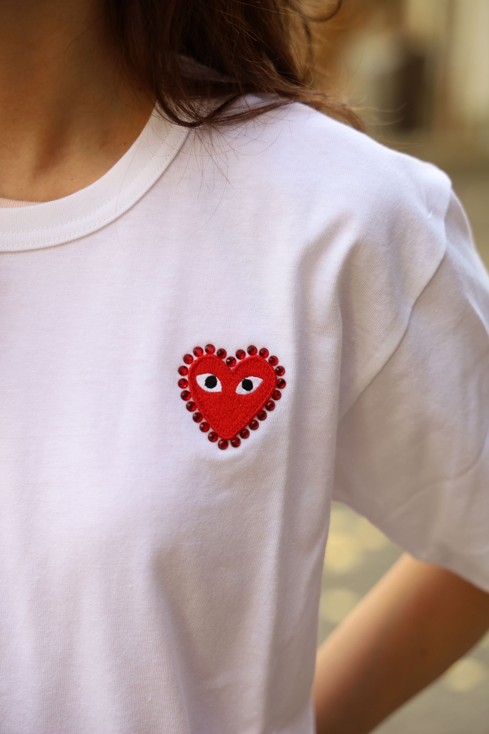 COMME des GARCONS ラインストーン ロゴ Tシャツ