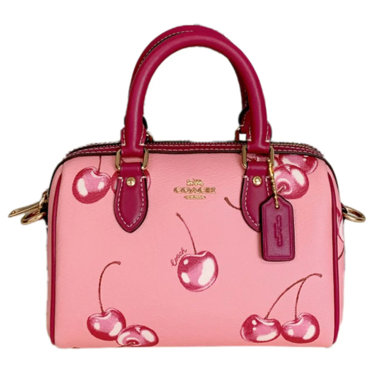 coach コーチ 新作 モリー トート チェリー プリント バッグ ピンク ハンドバッグ