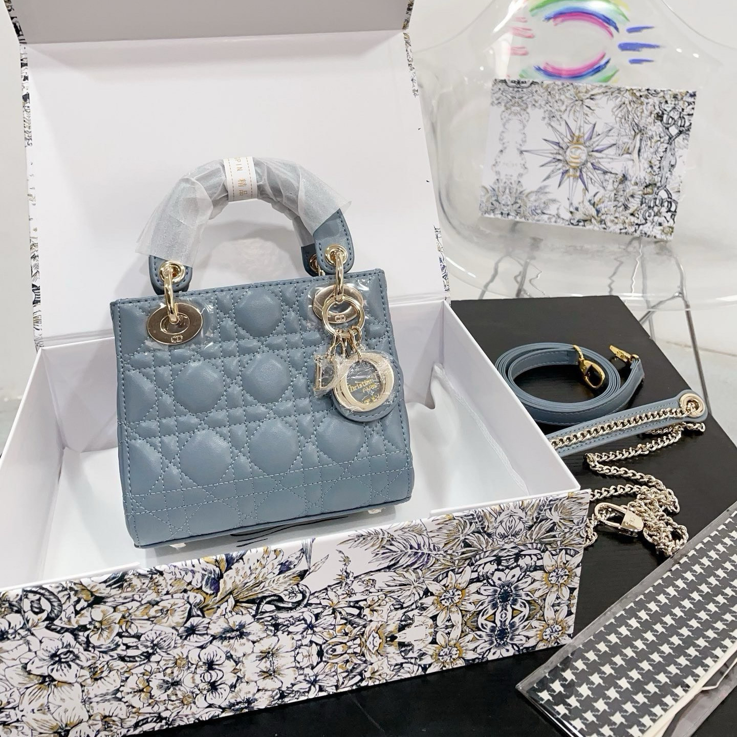 【高品質】LADY DIOR ミニバッグ カナージュ☆M0505ONGE