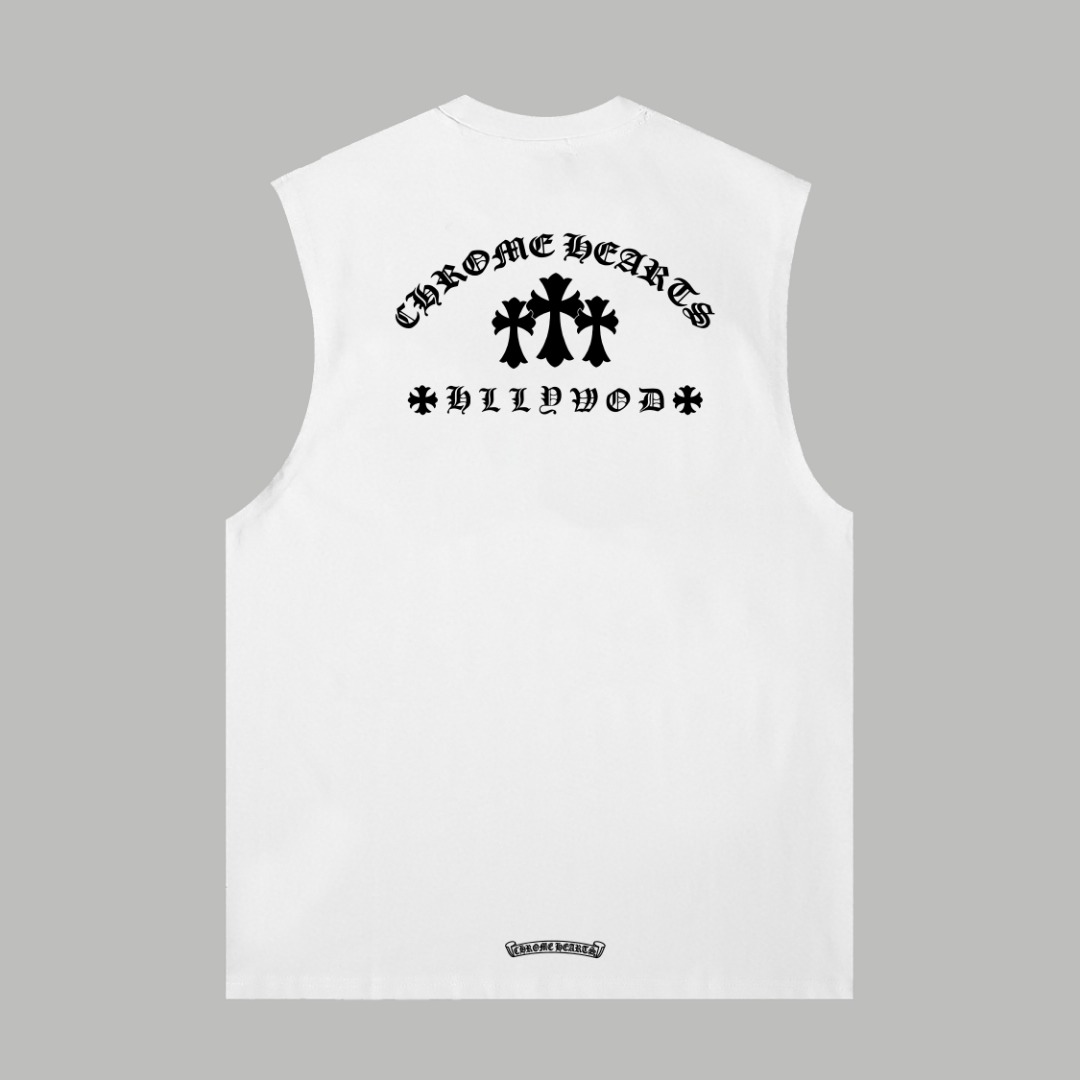 クロムハーツ/Chrome Heartノースリーブシャツ ブラック/ホワイト 綿100% CH0194