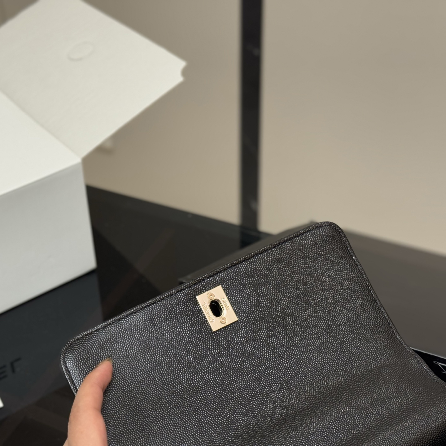 希少 CHANEL/シャネル ココハンドル バッグ チェーン キャビア 24cm