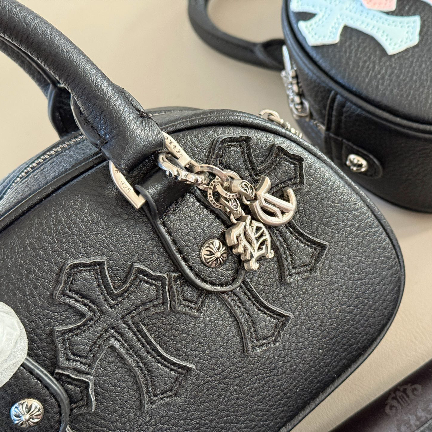 CHROME HEARTS クロムハーツ ロジウム加工 タイニー ジムバッグ セメタリークロスパッチ CHチャーム