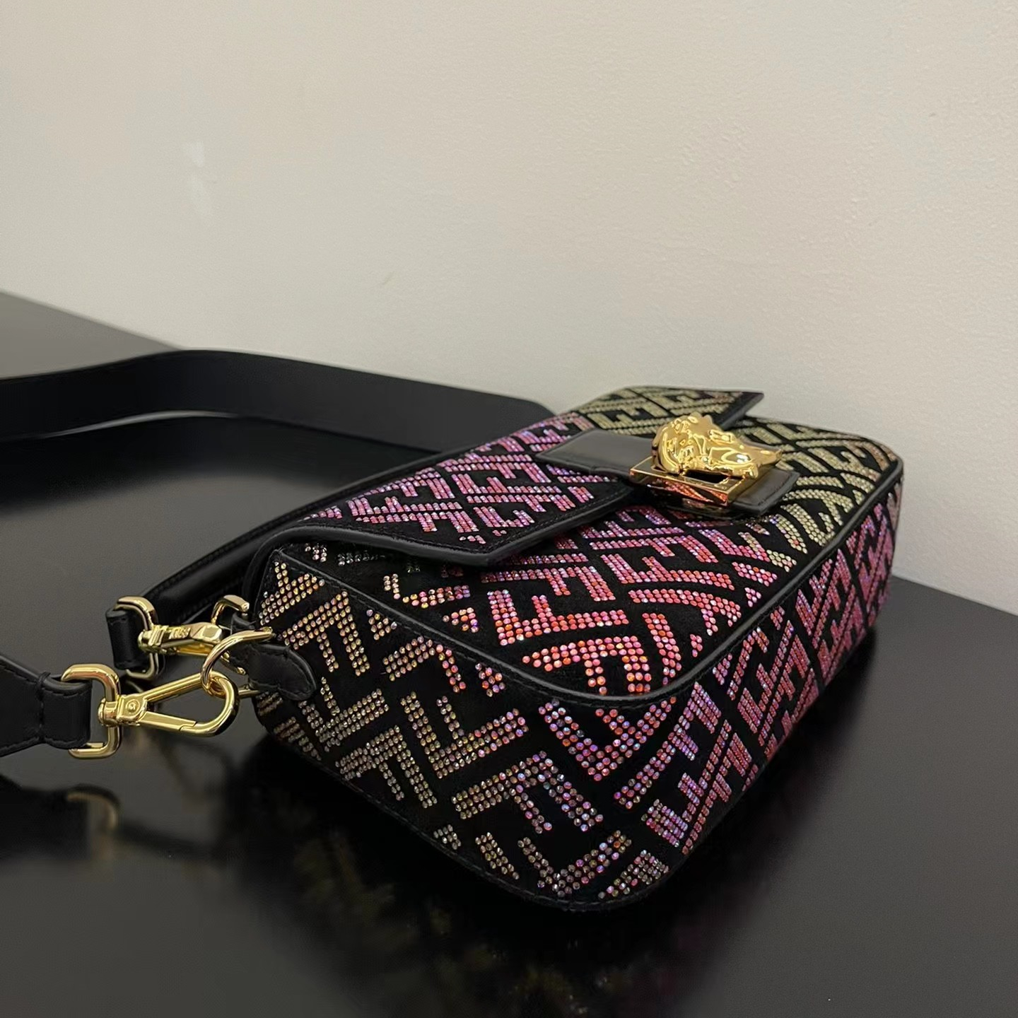 Fendi x Versace leather Baguette bag
