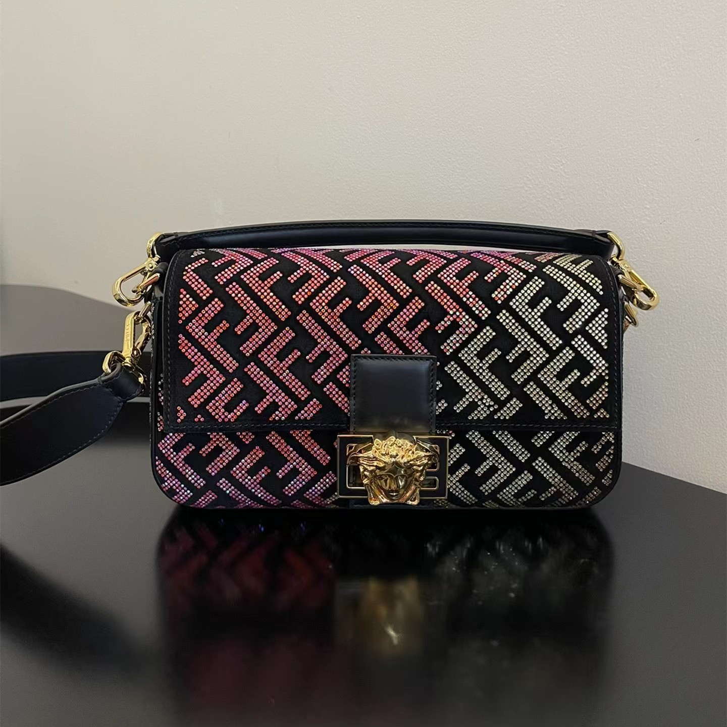 Fendi x Versace leather Baguette bag