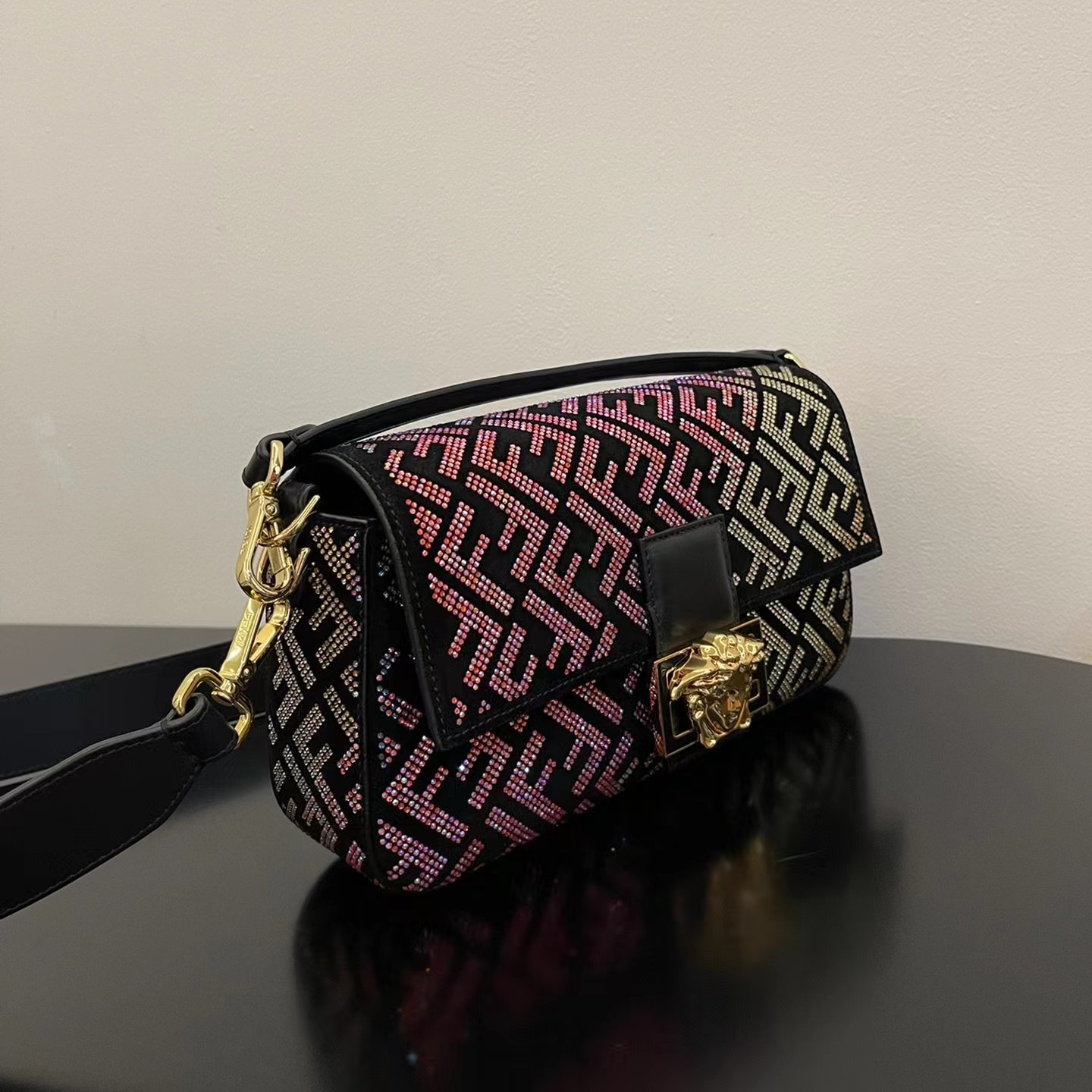 Fendi x Versace leather Baguette bag