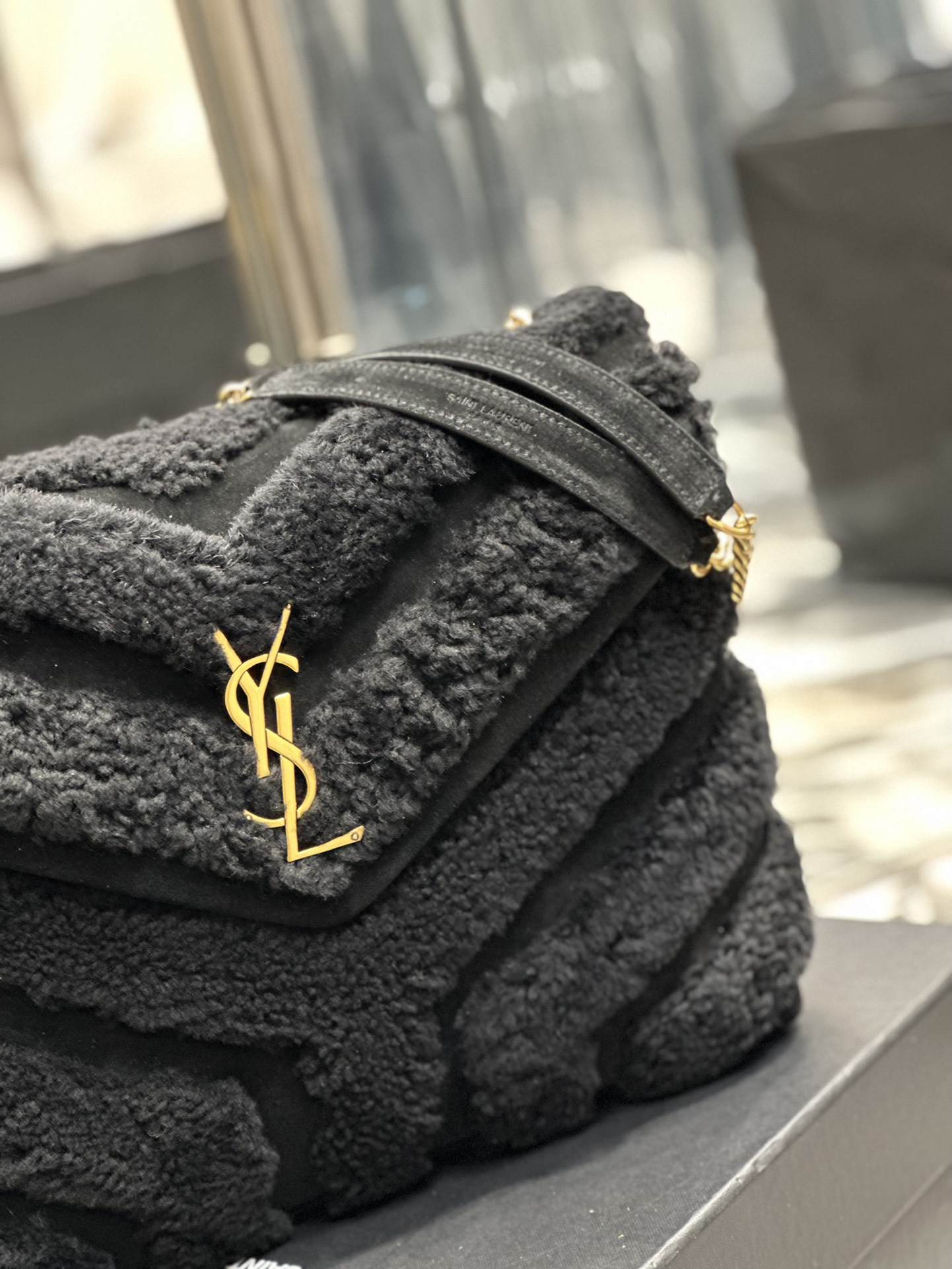 LOULOU SMALL CHAIN BAG IN QUILTED  Y  LEATHER, SATIN AND SEQUINS