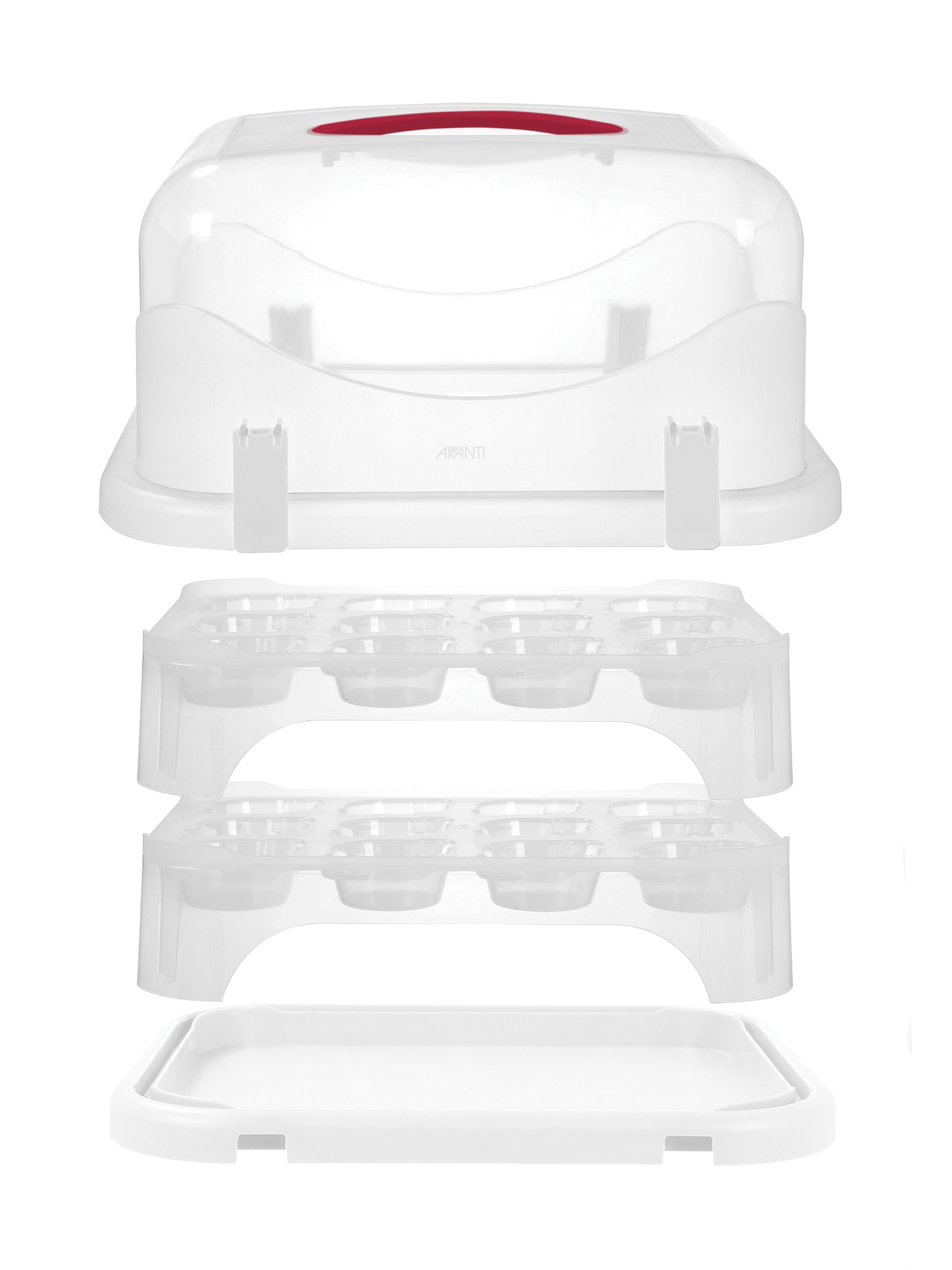 Avanti Universal Cupcake and Rectangular Cake Carrier 2 Tier 24 Cupcake Capacity